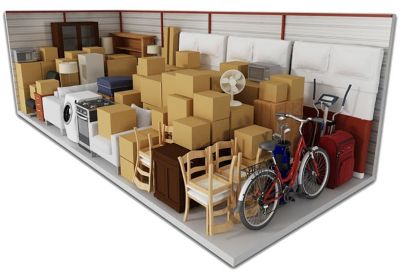 10x20 storage unit storing furniture from a three bedroom home